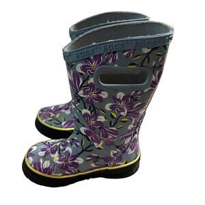 Bogs Infants Rain Boots Size 7 Waterproof Purple Flower Winter